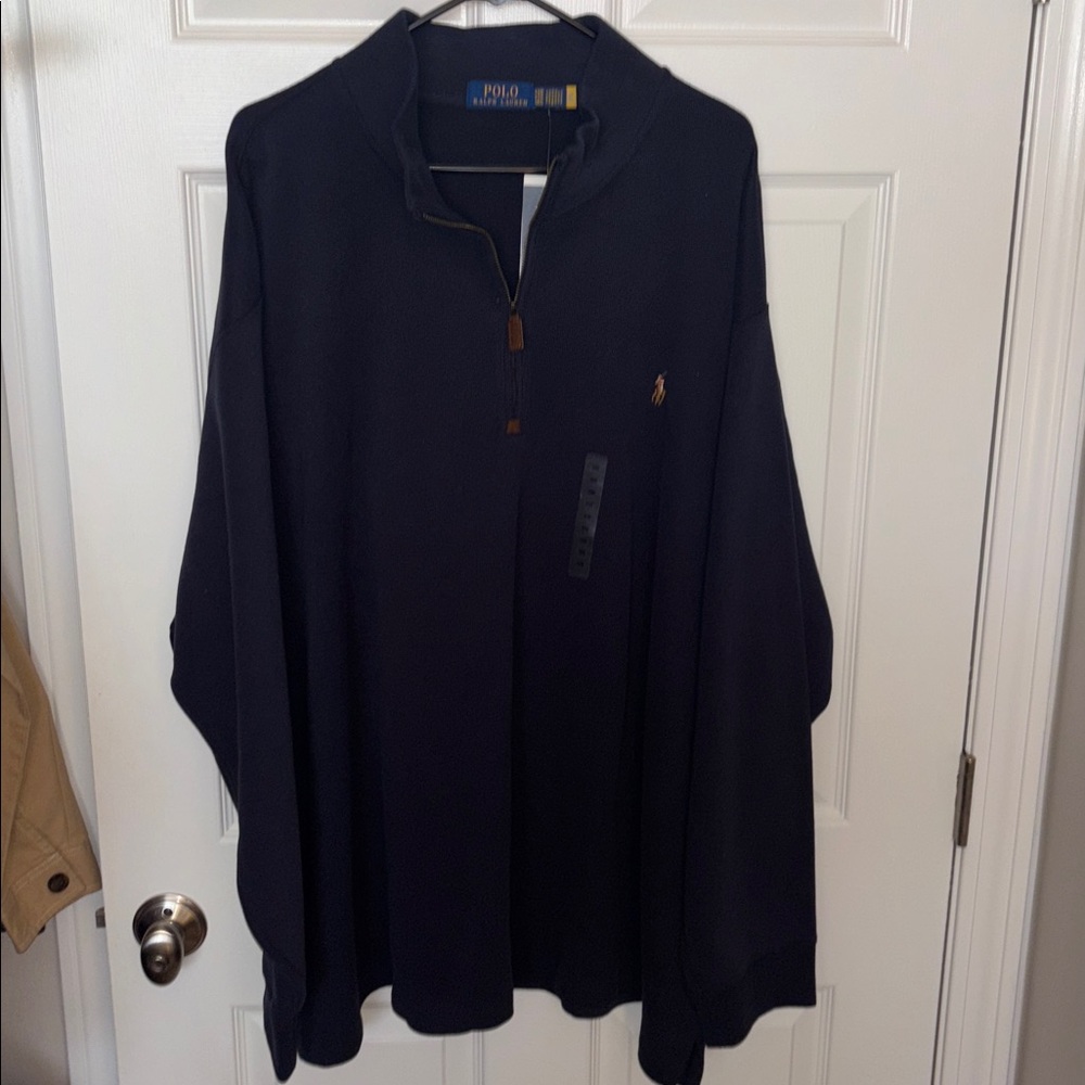 Ralph Lauren Polo Men’s Big & Tall Navy Pullover 1/4 Zip NWT Sz 4XB
